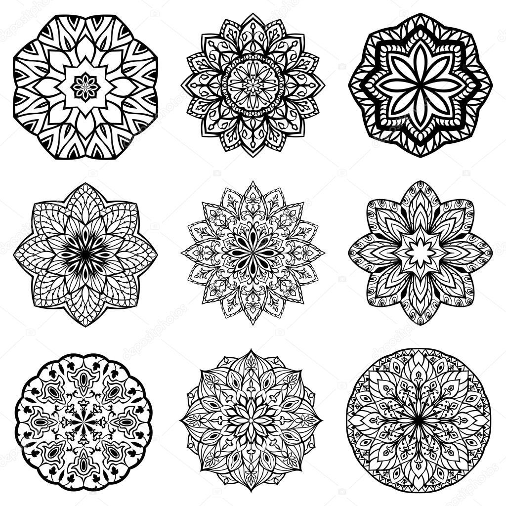 Vector round ethnic ornaments.