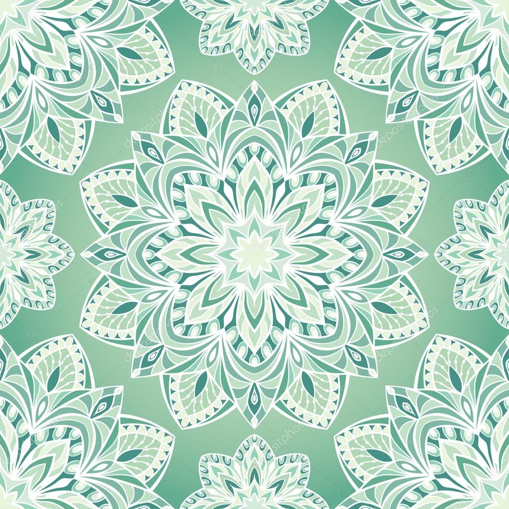 The green pattern of mandalas.