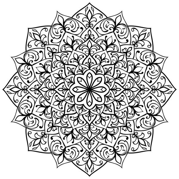 Mandala con contorno nero . — Vettoriale Stock