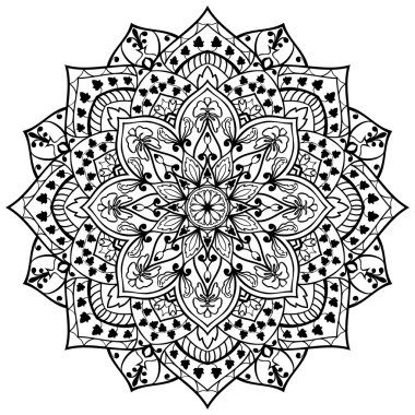 Çiçek mandala siyah çizgiler