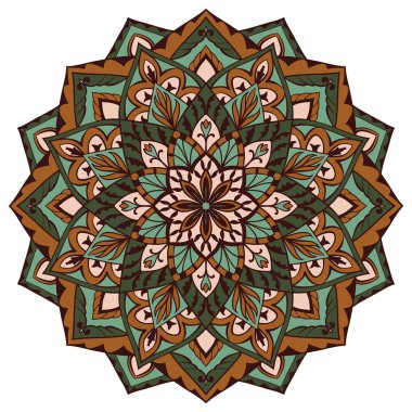 Mandala yeşil ve pembe renklerde.