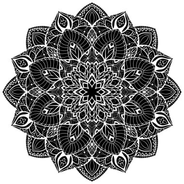 Telkari siluet siyah mandala.