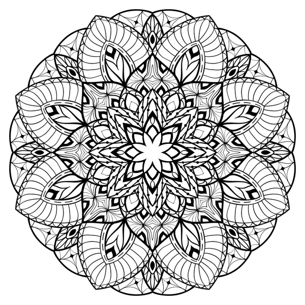 Mandala ornement noir et blanc . — Image vectorielle