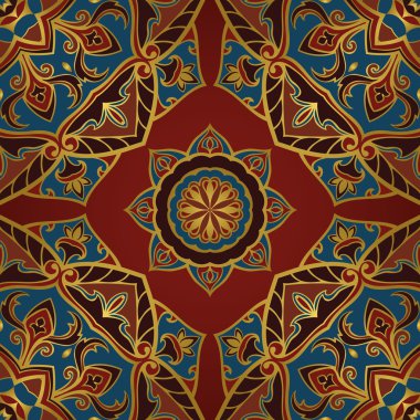 Kırmızı bir arka plan üzerinde oryantal desen.