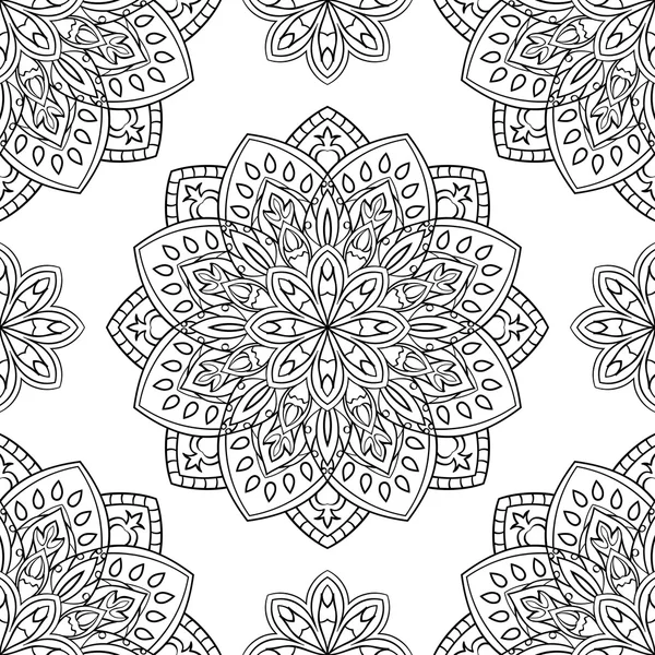 Patrón con mandalas florales . — Vector de stock