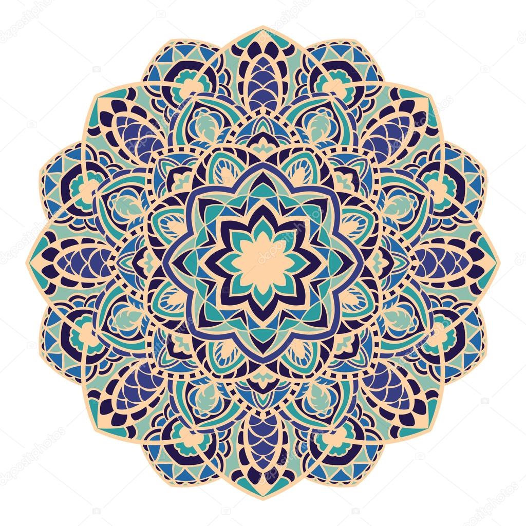 Vector mandala in blue tones.