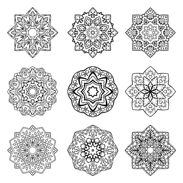 Conjunto de mandalas . — Archivo Imágenes Vectoriales