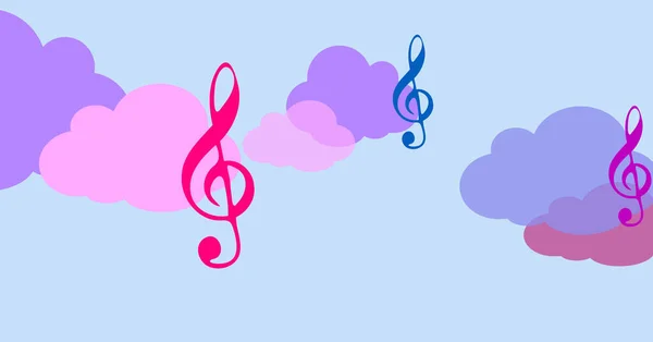 Μουσική Και Ήχος Στον Αέρα Εικονογράφηση Του Σχεδιασμού Clef Μουσικό — Φωτογραφία Αρχείου