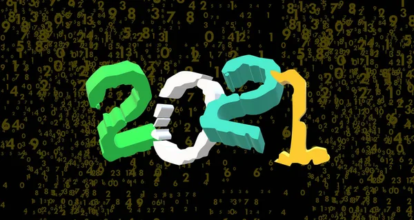 2021 21Ος Αιώνας Απεικόνιση Φόντο Τυχαίους Αριθμούς Που Ξεχωρίζουν Ένα — Φωτογραφία Αρχείου