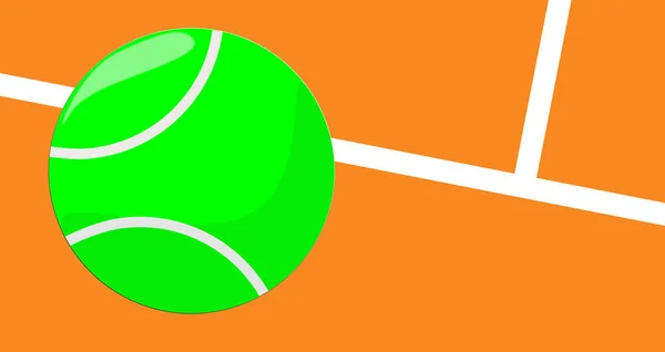 Ilustracja Piłki Tenisowej Obok Linii Boisku Rysunek Cyfrowy Dotyczący Gry — Zdjęcie stockowe