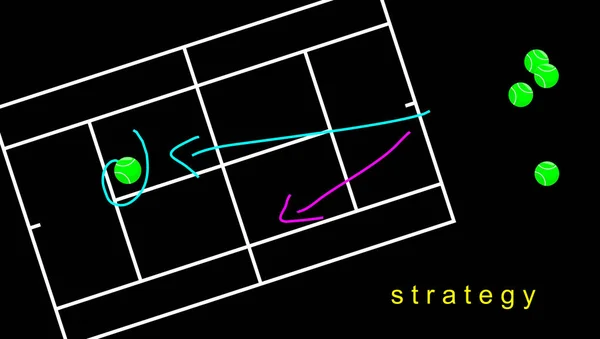 体育战略 游戏计划 竞技场网球 与游戏 赌博和竞争有关的数字绘图 项目和成就说明 — 图库照片