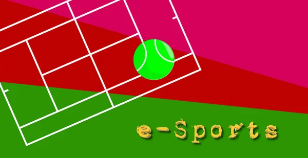 電子スポーツ 電子スポーツ またはEスポーツとしても知られているEスポーツ プロ選手間のビデオゲーム 3Dイラスト テニスボール 野球場 — ストック写真