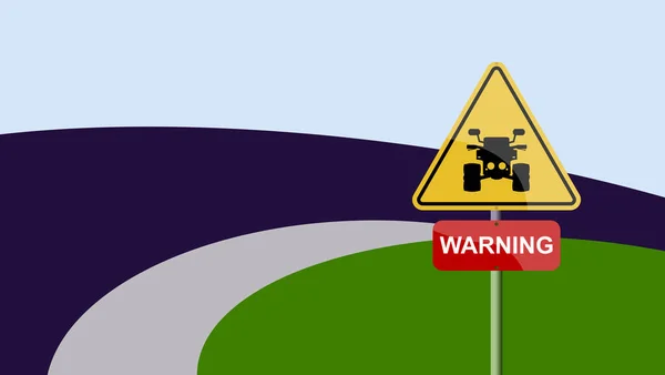 Atvs Traffic Sign Quads 4Wd Awd Utv Road Danger Signaling — Stock Photo, Image
