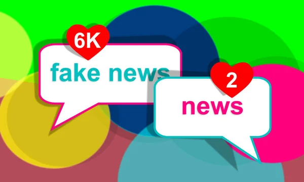 大规模追踪假新闻Vs信息的真实性 加强对Falsehood的支持和传播 说话泡泡 两个对话气球 — 图库照片