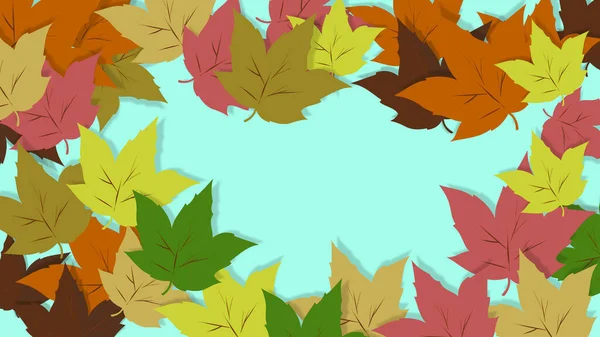 Herbststimmung Herbstens Desktop Wallpaper Ein Satz Getrockneter Farbenfroher Blätter Charakteristisch — Stockfoto