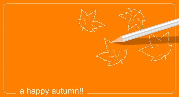 Happy Autumn Orange White Drawing Dry Leaves Illustration Painting Art — Stock Photo, Image