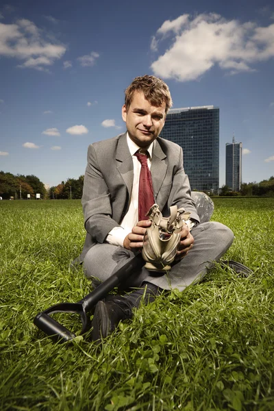 Ongewone man met gasmasker — Stockfoto