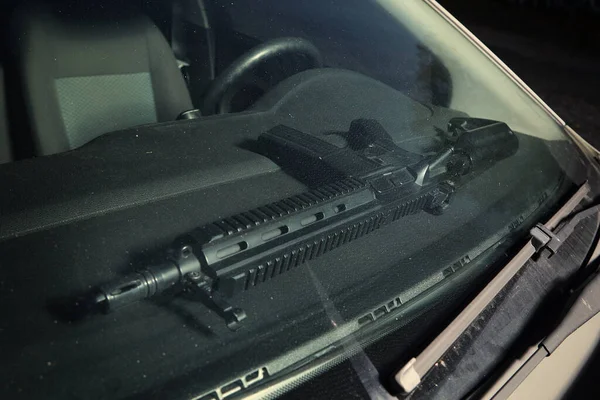Assault Carbine Left Owner Illegaly Car — Stock Photo, Image