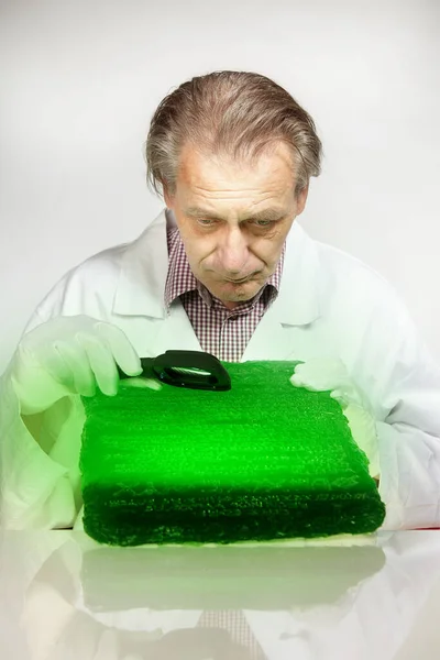 Museologist Examining Artifact Emerald Tablet His Workplace — Stock Photo, Image