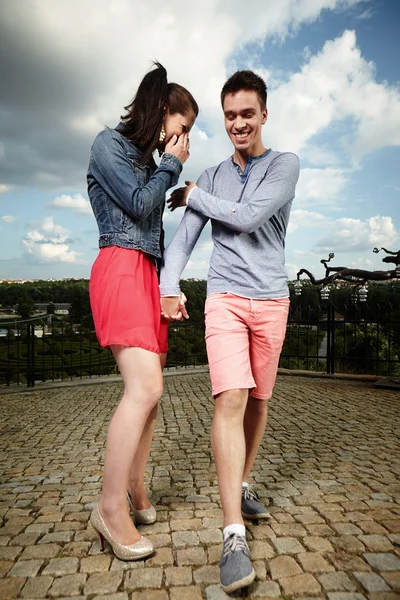 Nice couple on summer walk — Stock Photo, Image