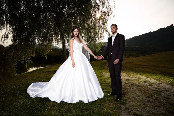 Beau couple de mariage posant — Photo