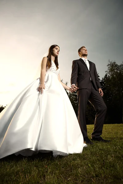 Schönes Hochzeitspaar im Freien — Stockfoto