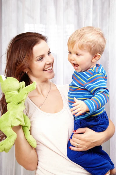 Mother and boy at play — Stock Photo, Image