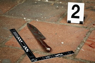 Knife on crime scene clipart