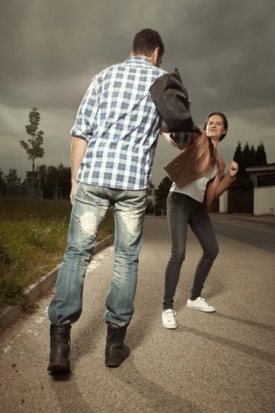 Stalker catching young woman — Stock Fotó