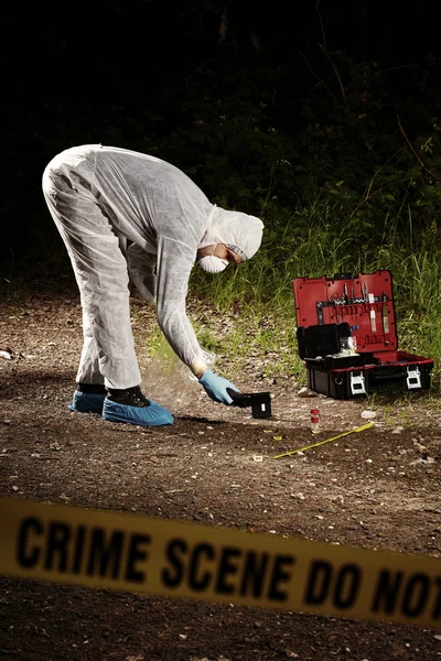 Technician on crime scene place — Zdjęcie stockowe