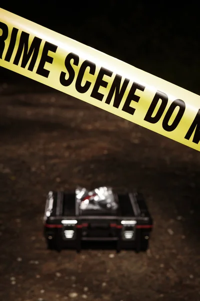 Police suitcase on crime scene — Stockfoto