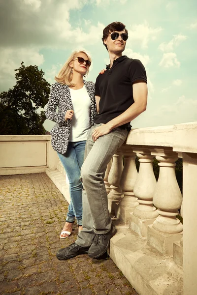 Lovers on balcony — Stock Photo, Image