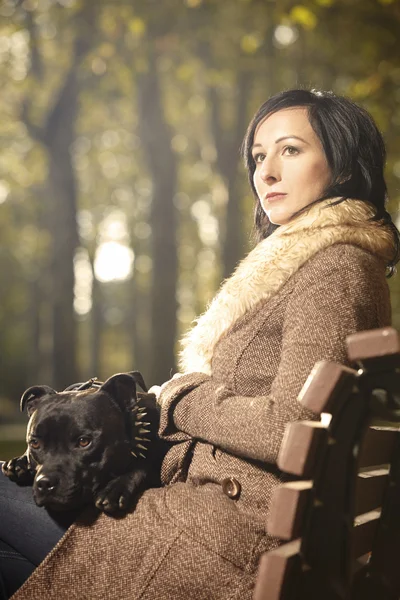 Beauty and her dog — Stock Photo, Image