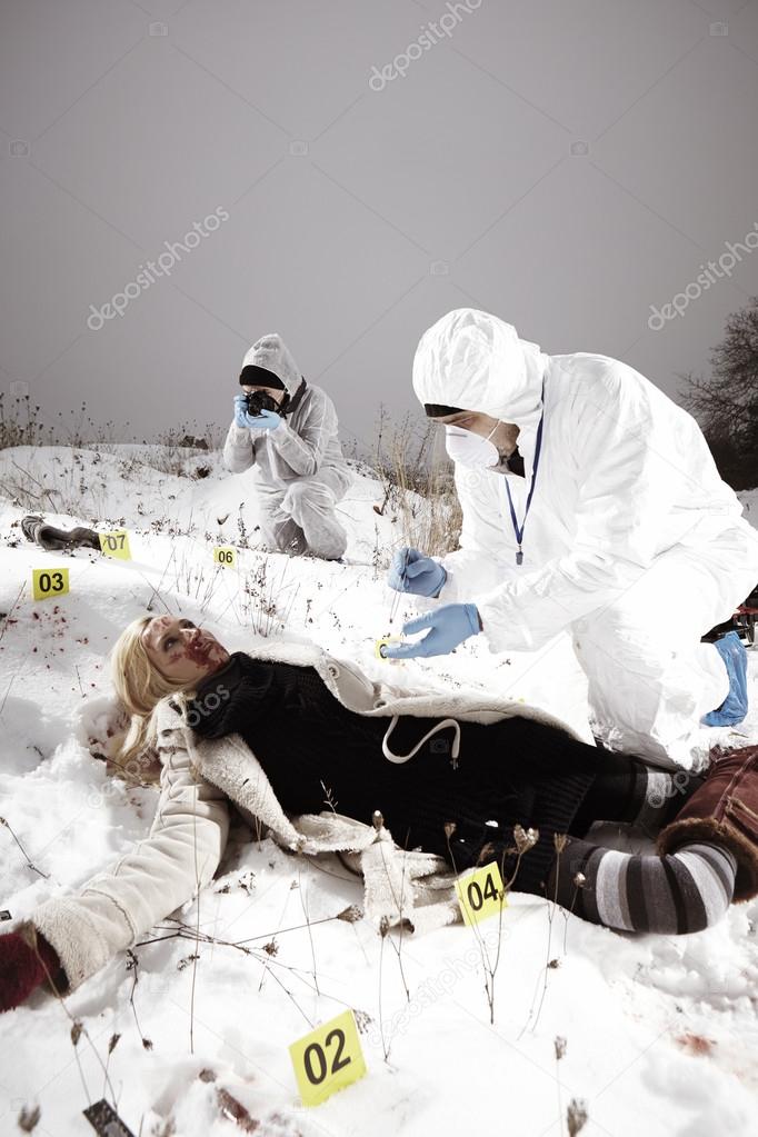Crime scene investigation team at work