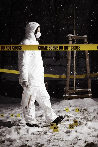 Bevroren bewijzen - onderzoek van de scène van de misdaad — Stockfoto