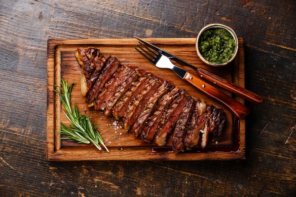 Sliced grilled beef steak