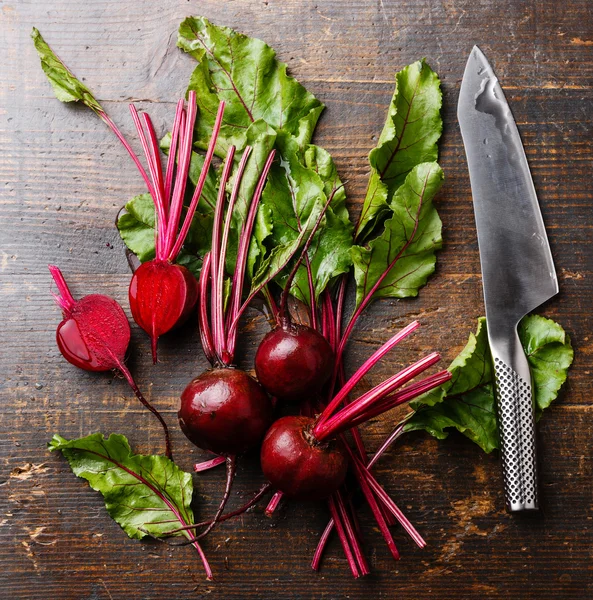 Red Beets with green leaves