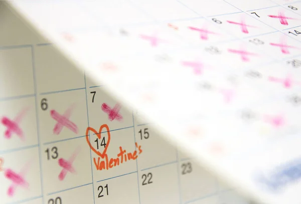 Kalendář Show Valentýna Února Valentýna Koncepce Schůzky — Stock fotografie