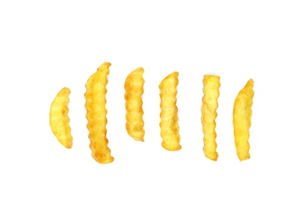 Top View Pile French Fries Isolated White — Stock Photo, Image