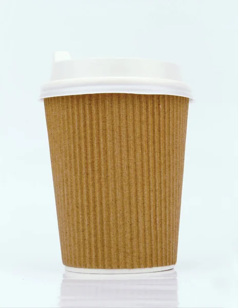 Copos Café Branco Takeaway Fundo Branco — Fotografia de Stock