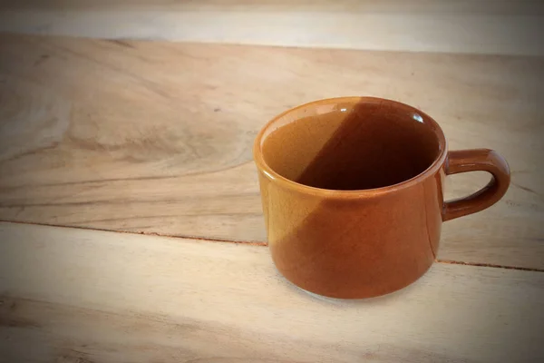 Tazza Caffè Sfondo Tavolo Legno — Foto Stock