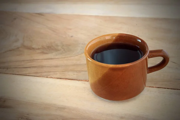 Kaffeetasse Auf Holztischhintergrund — Stockfoto