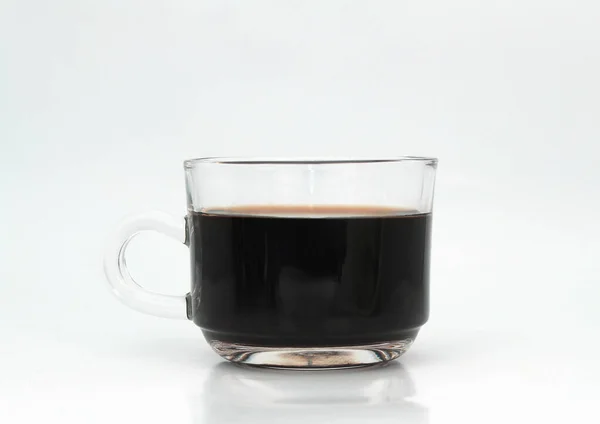 Café Negro Caliente Una Taza Café Vidrio — Foto de Stock