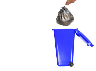 Beyaz arkaplana karşı Mavi Çöp Kutusu