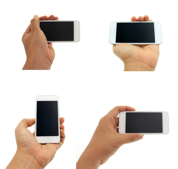 Telefon Ręku Pracy Smartfonie Pustym Ekranem — Zdjęcie stockowe