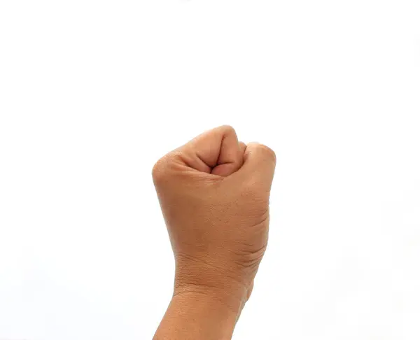 手与拳头使孤立的白色背景上的共产主义符号 — 图库照片