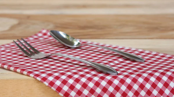 Mantel Cuchara Con Tenedor Para Servir Comida Fondo —  Fotos de Stock