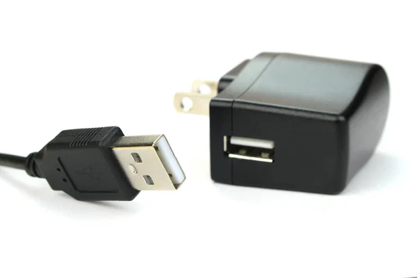 Ładowarka Usb Izolowana Białym Tle — Zdjęcie stockowe