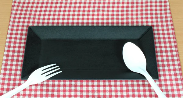 Fork Spoon Tablecloth Food Serving Background — Stock Photo, Image