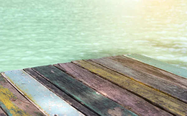 Houten Plankenvloer Wateroppervlak Achtergrond — Stockfoto